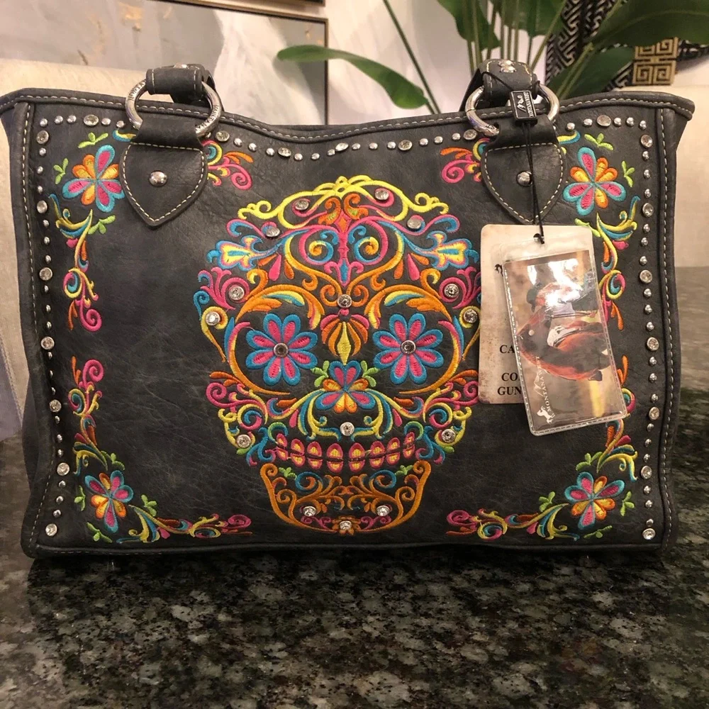 Montana West Embroidered Sugar Skull Shoulder Bag- NWT